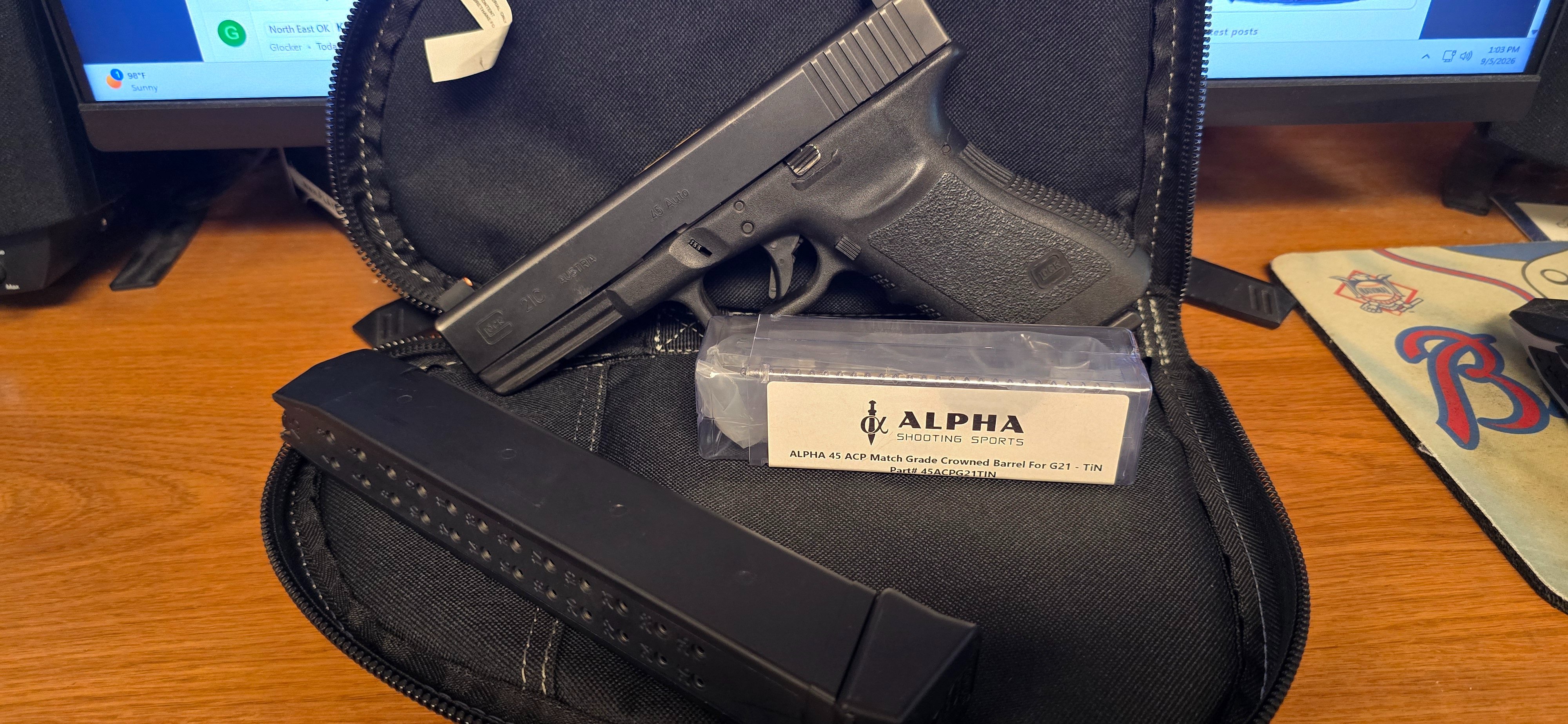 North East OK - ** SPF ** Glock 21C compensated with TIN Gold barrel ...
